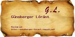 Günsberger Lóránt névjegykártya